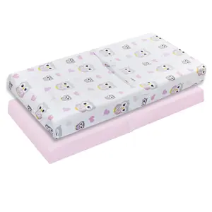 Everyday Kids 2-Pack Changing Pad Covers Owls/Pink– Soft 100% Cotton Jersey, Fits Most Changing Tables
