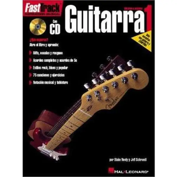 Used Fasttrack Guitar Method - Spanish Edition Level 1: Fasttrack Guitarra 1 Paperback by Jeff Schroedl - For Acoustic Guitar, Full Chords, Power Chords, Scales, Riffs, Rock & Blues Styles, Tablature, Audio Demonstrations Online (Good Condition)