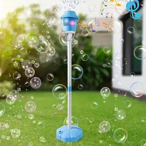 Automatic Standing Bubble Machine, Adjustable Height 21-47 Inches, Lights Music, Battery Powered, Portable Outdoor, Birthday Party Wedding Gift, Multifunction Bubble Maker