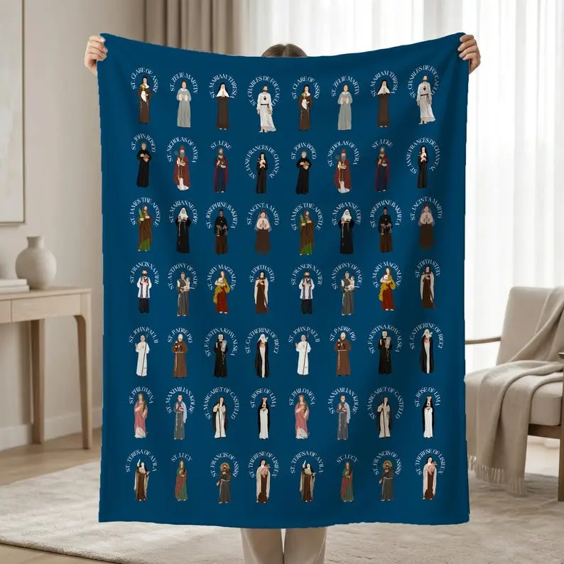 Custom Catholic All Saints Blanket,Personalized Catholic Blanket,Confirmation Gift,Gifts for Dad Mom,First Communion Gift,Catholic Gift "
