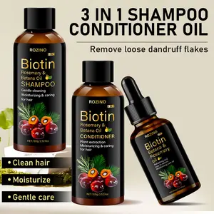 Rozino Biotin Rosemary & Batana Oil 3-in-1 Shampoo Conditioner & Oil Gentle Cleaning Moisturizing Care for Hair Refreshing Easy Absorption