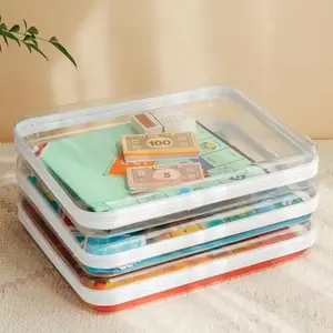 3-Pack Large Transparent Hard Shell Storage Boxes with Zipper Closure, Durable Plastic Game Organizer, Vintage Style for Home Office Craft Room