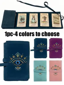 Tarot Card Storage Bag Organiser with Blue Evil Eye Design, 4 Colors Available, Velvet Tarot Bag with Drawstring, Soft Fabric, Portable Card Holder