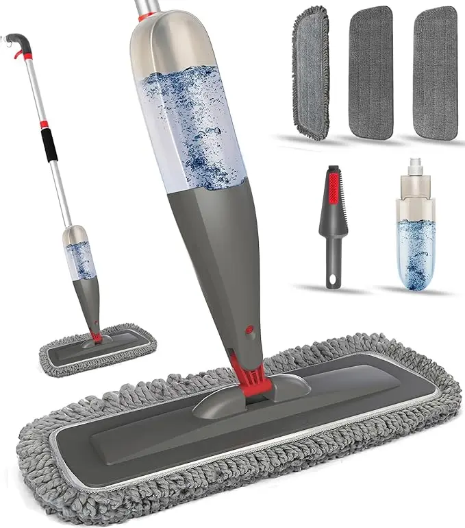 Spray Mop for Hardwood Tile Floor Cleaning with Microfiber Washable Pads | Dry Wet Mops with Sprayer | 800 ml Refillable Bottle | 3 Reusable Mop Pads | Dust Mops for Wood Laminate Vinyl Home Cleaning