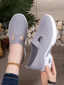 Women's Soft Sole Casual Sports Shoes, Lightweight Comfortable Flat Sneakers, Summer Breathable Mesh Anti-Slip Wear-Resistant, Mesh Fabric Sneakers, Mesh Design Sneakers