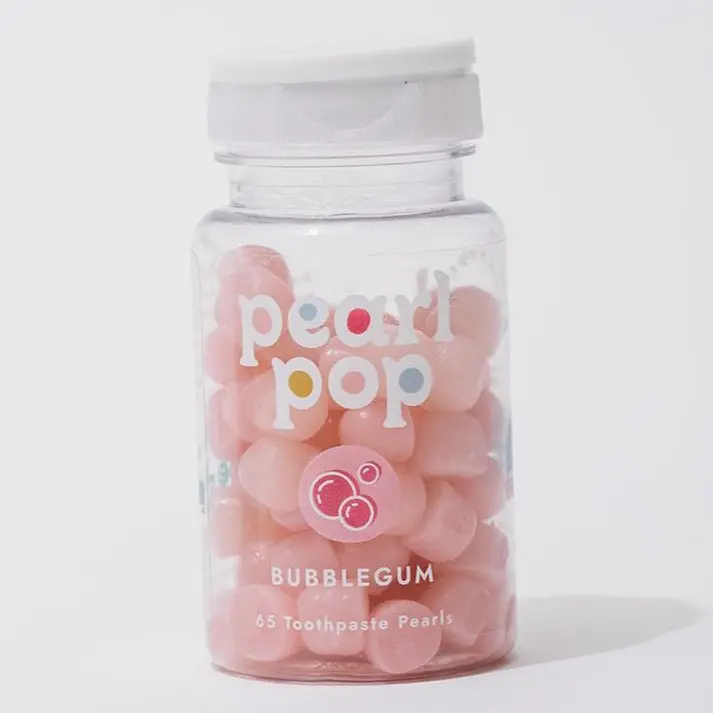 Pearl Pop Gummy Toothpaste Pearls - Made with Nano-Hydroxyapatite, Fluoride-free, Chewy Toothpaste Replacement, Mess-Free, Kid-Safe, Adult-Friendly, Dentist Approved, Xylitol, nHAP, Travel Toothpaste, 65-count single flavor bottle or 80-count variety pack