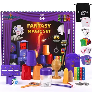 Kids' Magic Kit, Magical Fantasy 85  Magic Tricks Set with Wand, Perfect Party Gift Magician Toy, Educational Stem Magic Gadget Toys, Amazing Easy Magic Set with Step-by-Step Video Lessons  for Kids Aged 6+ Easy Tricks and Illusion Cards, Illusion Box