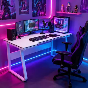 【Mother's Day】Gaming Desk Computer Writing Table Student Art Modren Simple Style PC Wood Suitable Portable Desk for Home Gaming table Oversized Portable