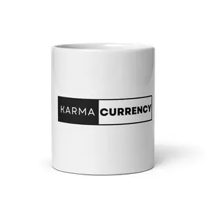Karma Currency Logo Glossy Mug-White