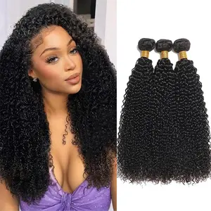 Kinky Curly Natural Color Weave Human Hair Bundle Virgin Hair Extensions