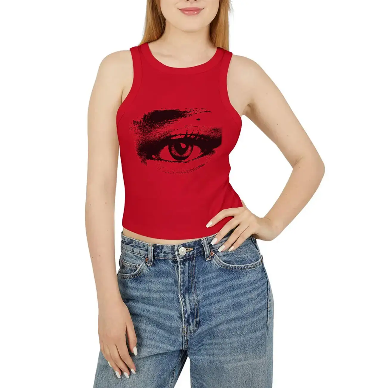 トップス Jennie ruby eye tank top M Ruby Eye Micro Rib Racer Tank Top, Jennie Tank Top Merch for Fans