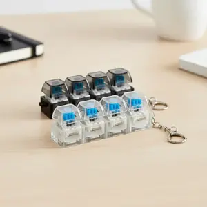 Stress Relief Mechanical Keyboard Toy, Fidget for Anxiety, Anxiety Fidgets, Compact Design, Crystal Keycaps, LED Lights, 4-In-1 Stress Relief Button Clicker Gift
