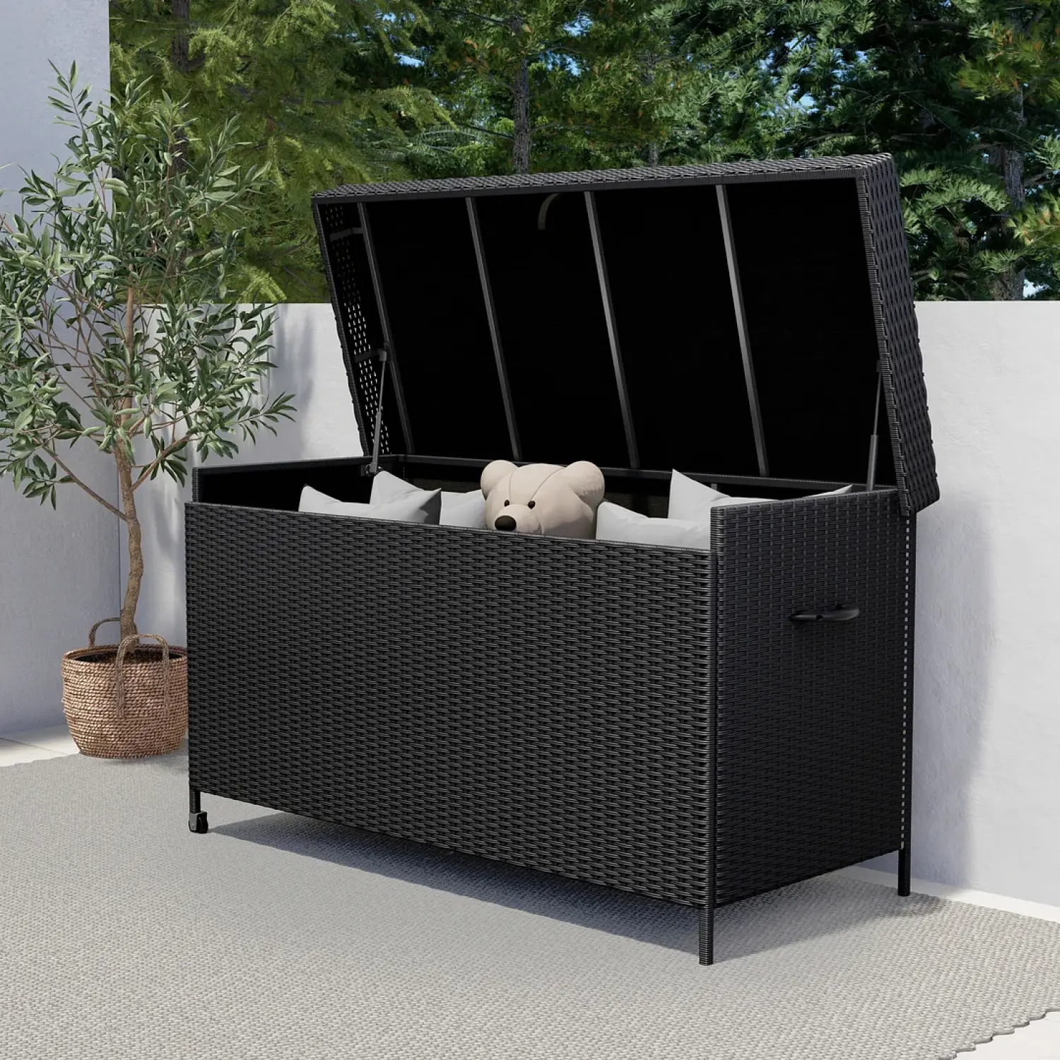 GRAND PATIO 170 Gal Waterproof Outdoor Resin Wicker Storage Deck Box, Durable All-Weather Storage Organizer with Lid, Handles & Easy Installation for Cushions, Pool Toys, Water Proof, Durable Storage Organizer