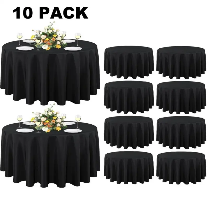 10 Pack Round Tablecloth, 84 Inch Water Resistant Spill Proof Washable Table Cloth Decorative Table Cover for Dining Tables, Buffet Parties, Party Decoration Supplies, Birthday Party Supplies and Camping
