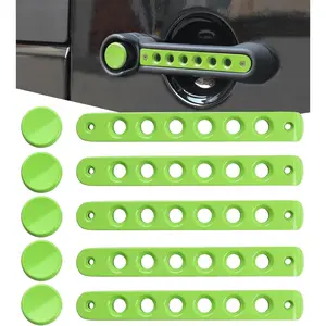 Green Door Handle Inserts + Push Button Covers Compatible with 2007-2017 Wrangler JK Sahara Rubicon 4-Door(NOT for 2018+ JL Models)