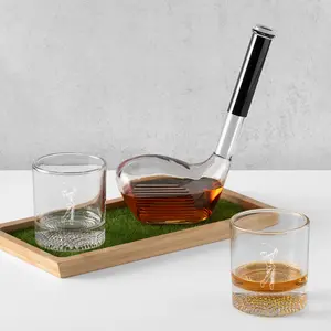 Personalized Golf Club Whiskey & Bourbon Decanter & Glass Set with Golfer Design