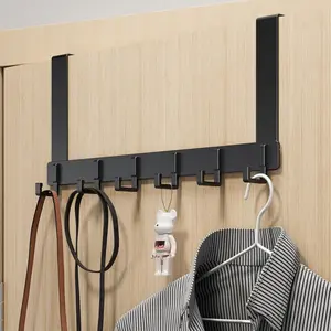 Versatile Over-the-Door Coat Rack with 6/7/8 Hooks Wall Mounted Hanger for Jackets Bags Hats Towels Easy Installation Photo Frame Holder for Kitchen Bathroom Bedroom