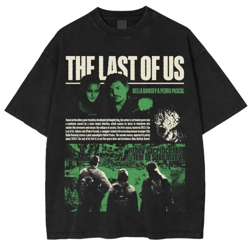 The Last Of Us Vintage T-Shirt, Bella Ramsey Pedro Pascal Graphic Tee, Post Apocalyptic TV Series Shirt, Gamer Horror Streetwear Top, Survival Fan Gift For Men Women