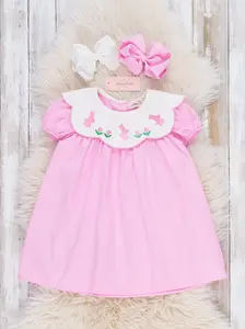 Blooming Bunny Embroidered 100% Cotton Dress