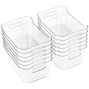 [Limited Time Deal] 12 Pack Plastic Storage Bins, Multi-Use Organizer Bins, Pantry Organizer, Clear Storage Containers, Bins for Home & Kitchen Boxes