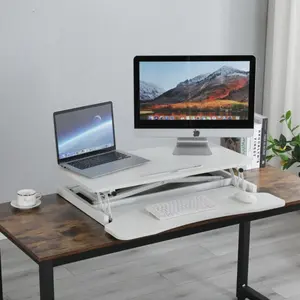 32" Height Adjustable Standing Desk Converter, Sit to Stand Riser with Keyboard Tray, Dual Monitor Workstation for Home Office