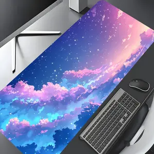 Cloud & Star Pattern Mouse Pad, Large Game Mouse Pad, Aesthetic Desktop Decoration Protective Pad, Rubber Pad Non-slip Lock Edge Work Pad, Gaming Mousepad, Desktop Accessory, Desk Accessories