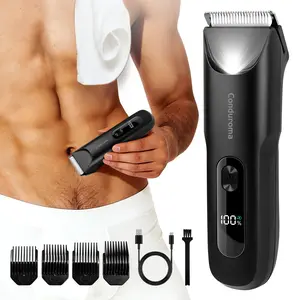 Cordless Electric Body Trimmer for Men – USB Rechargeable Hair Groomer with Smart Digital Display, Comfortable and Painless Grooming for Body Hair, Body Facial Trimmer, Cordless Trimmers