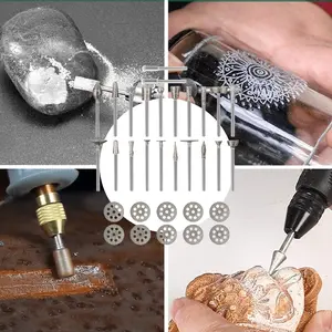 32-Piece Stone Carving Diamond Burr Bits Set, 1/8” Shank Rotary Tool Accessories Compatible with Dremel Polishing Kits for Carving, Engraving, Grinding (Stone, Glass, Ceramics)