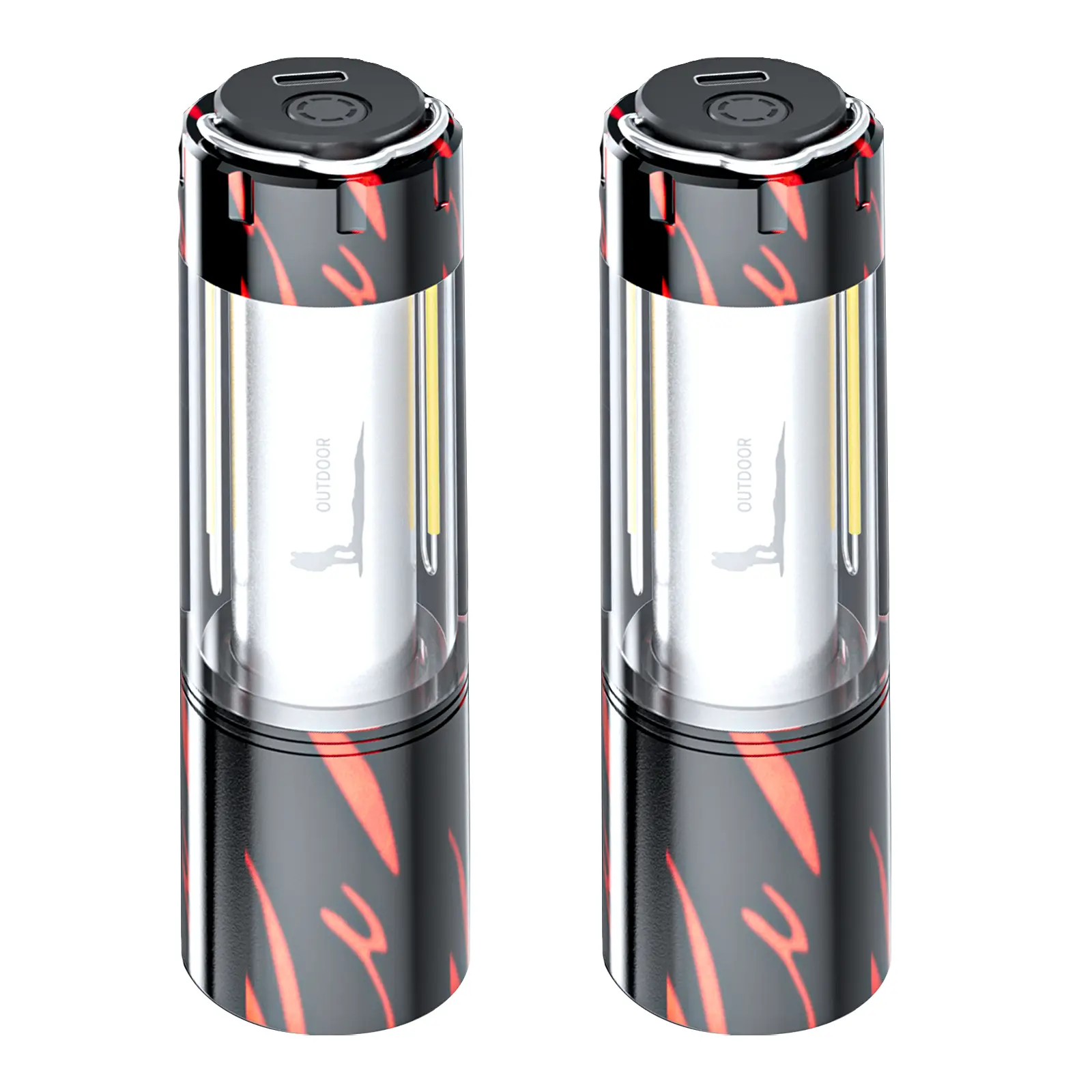 2PC Retractable Camping Flashlight, Ultra-Bright  High-Lumen Spotlight Mode Ideal for Camping, Night Fishing, Power Outages, Backyard Gatherings, and Everyday Home Use USB Rechargeable Lightweight and Durable, DealsForYouDays