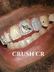 CRUSH CR 1pc 14K Gold Plated Copper Heart & Arrow CZ Tooth Cap Grillz – Sparkling Hip-Hop Jewelry for Female, Black Women, Girls, Men & Boys. Perfect for Parties, Valentine’s Day, Halloween & Gifts! Trendy Bling Accessory Tooth Gems