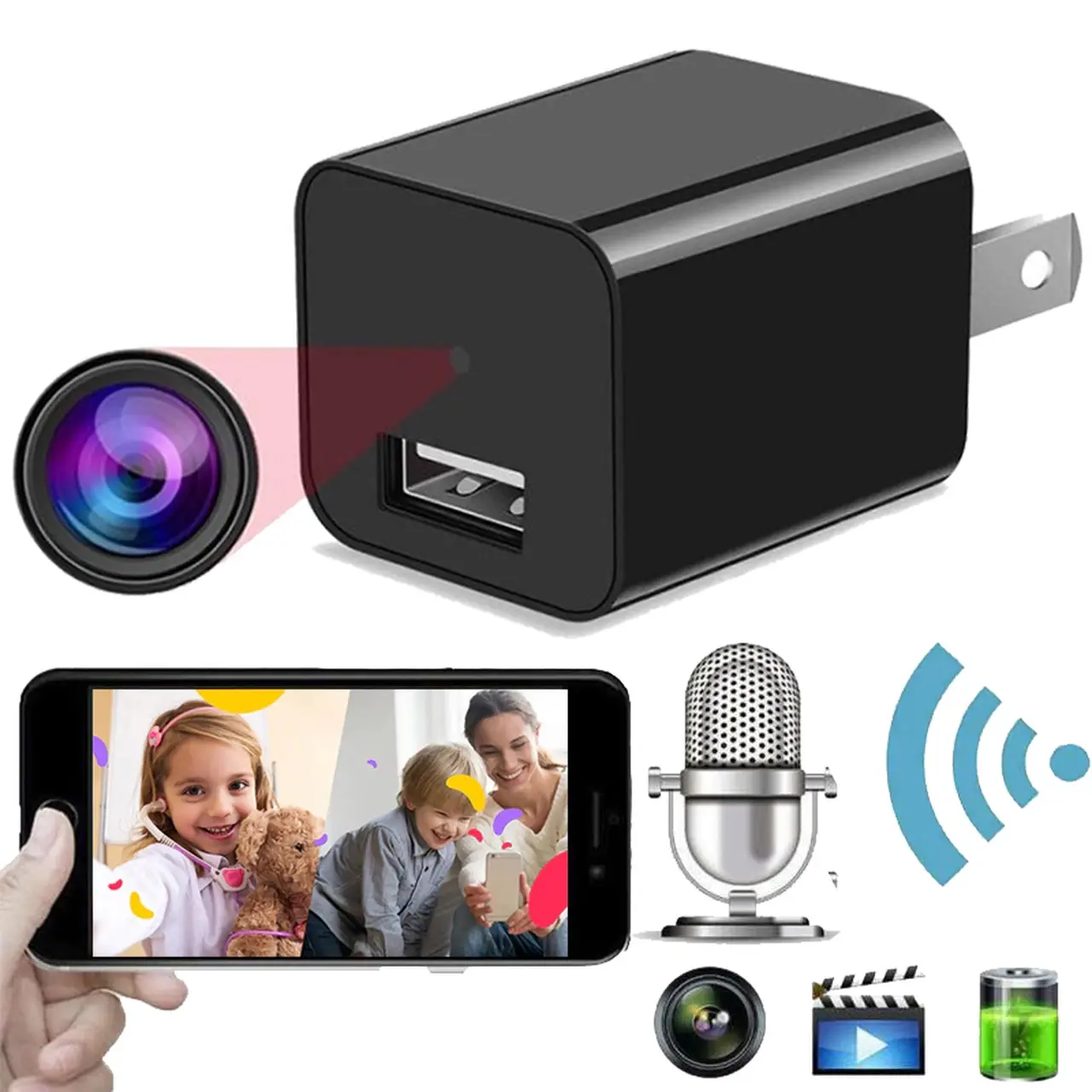 Spy Spot WiFi USB Smart Charger Brick USB Charge Plug Charging Wireless Smartphone Cellphone