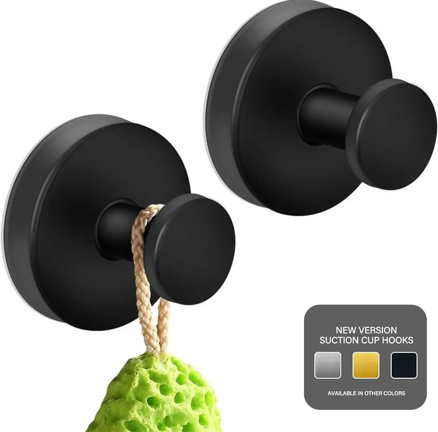 2 Packs Suction Cup Hooks christmas gift Bathroom Accessories Gadgets Kitchen for Shower, Bathroom, Kitchen, Glass Door, Mirror, Tile – Loofah, Towel, Coat, Bath Robe Hook Holder for Hanging up to 15 lbs Gold Color, Black, Chrome, Silver home essentials,,