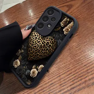 [Rose Leopard Phone Case] Stylish Rose Leopard Print Heart Phone Case |   for Galaxy A Series and S Series Models, Minimalist Design, New for Samsung Galaxy S26