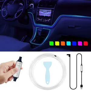 Car Led Strip Lights,Interior Lights,Ambient Lighting Kit With RGB 16 Million Colors Fiber Optics,USB Neon Light Accessories for Center Console&Dashboard