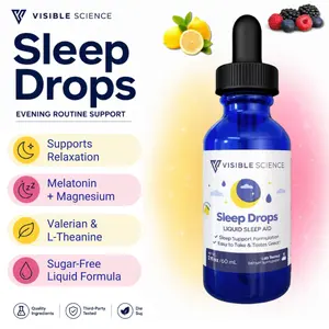 Melatonin Sleep Drops | Magnesium & Valerian Root Liquid Supplement | Berry Flavor | 2 fl oz | Easy-to-Take | Lab Tested Easy Consumption