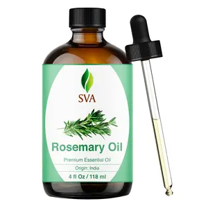 SVA 100% Natural Rosemary Essential Oil - 4 Fl Oz Scented Oil with Dropper, 24-Month Shelf Life, Wellness Healthcare Hair Growth Products for Aromatherapy & Body Care