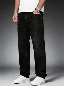 Baggy jeans men,jeans pants for men jeans pants for men Jeans Men's straight leg jeans, comfortable mid waist casual jeans, business comfortable fashionable versatile jeans Breathable Fabric baggy jeans for men