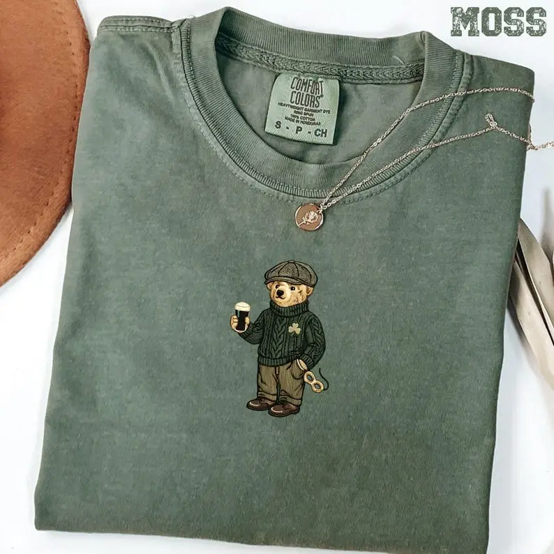 Comfort Colors® St Patricks Day Bear  Shirt, Retro Irish Tee