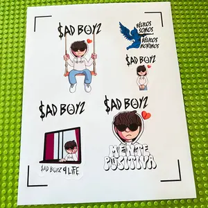Sad Boyz Sticker Sheet for Notebook and Workspace Decoration - High-Quality Adhesive and Durable Material