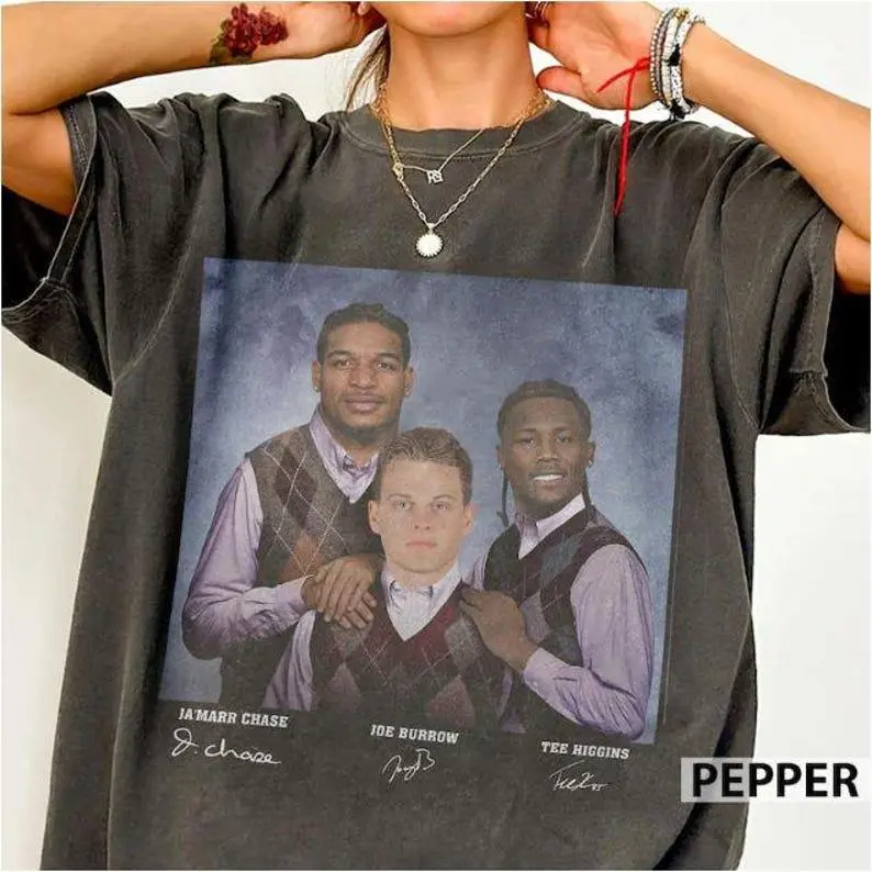 Comfort Colors Ja'Marr Chase Joe Burrow Tee Higgins Football T-Shirt, Cincinnati Step Bros T-Shirt, Unisex Gifts For Football Fan