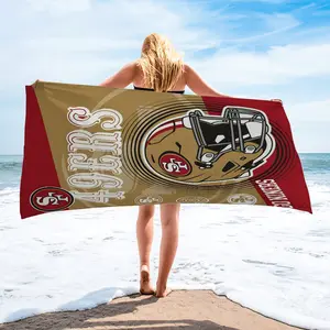 Vintage Rugby Theme Pool Towel, Quick-Dry No Shedding Beach Towel, Outdoor Camping Bath Mat, Coastal Vacation Sports Fitness Large Towel