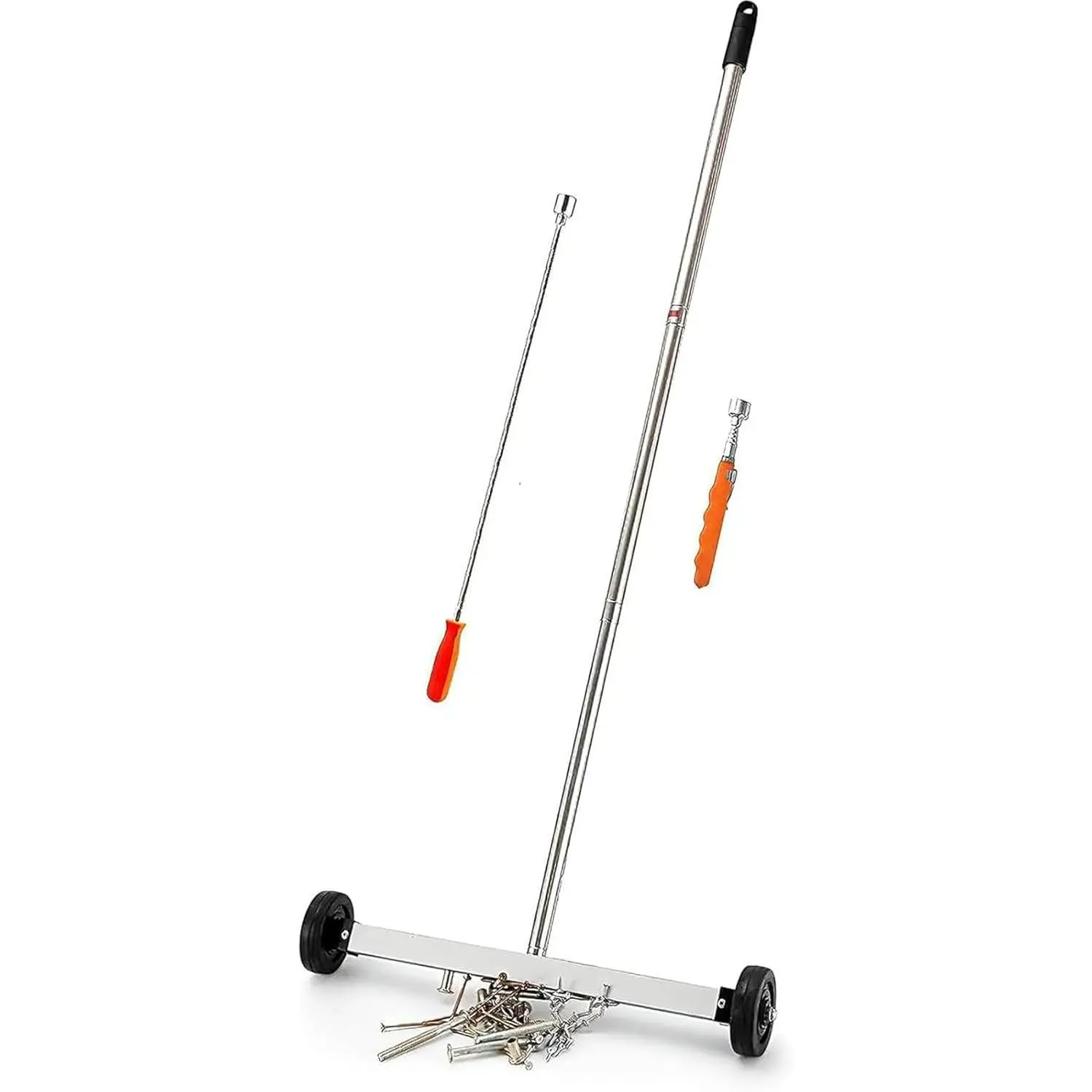 Magnetic Sweeper Pickup Tools set of 3-Yard Magnet Sweeper with Telescoping Holder and Wheels,Extendable and Flexible Magnet Stick Pick Up Nails,use for Mechanic,Automotive,Construction,Lawn,Roofing
