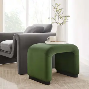 Modway Koda Performance Velvet Waterfall Stool in Black Moss Green