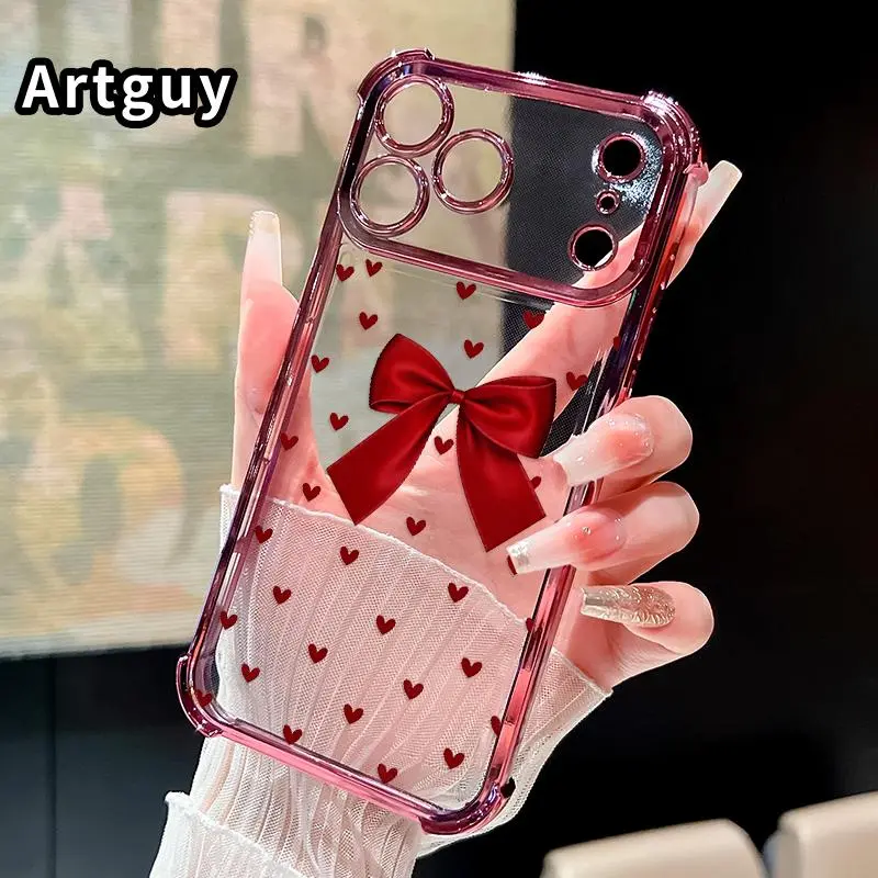 Heart-shaped bowknot symphony pattern phone case, featuring reinforced corners and a soft back panel to prevent drops, suitable for iPhone 17/16/15/14/13/12/11/X/XS/XS Max series, making it an ideal holiday gift for friends, family, or yourself., Cover, A