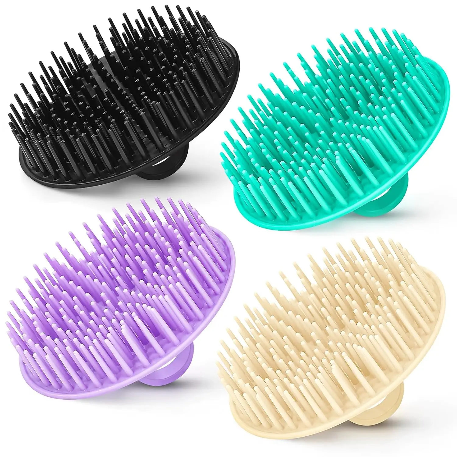 4PCS Hair Scalp Scrubber Massager Brush Head Exfoliator Shower Shampoo Comb | Dandruff Cleaning Brush, Scalp Scratcher Massager Hair Growth, Shower Head Scrubber, for Home, Office, Travel & Pets, Plastic