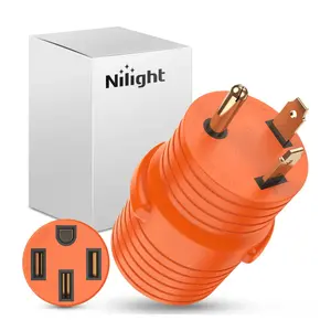 Nilight Heavy-Duty RV Power Adapter with Quick Connect Plug, 30A to 50A 3-Prong 125/250V Copper Pins Converter, TT-30P Male to 14-50R Female, High Grip, Compatible for Camper, Generator
