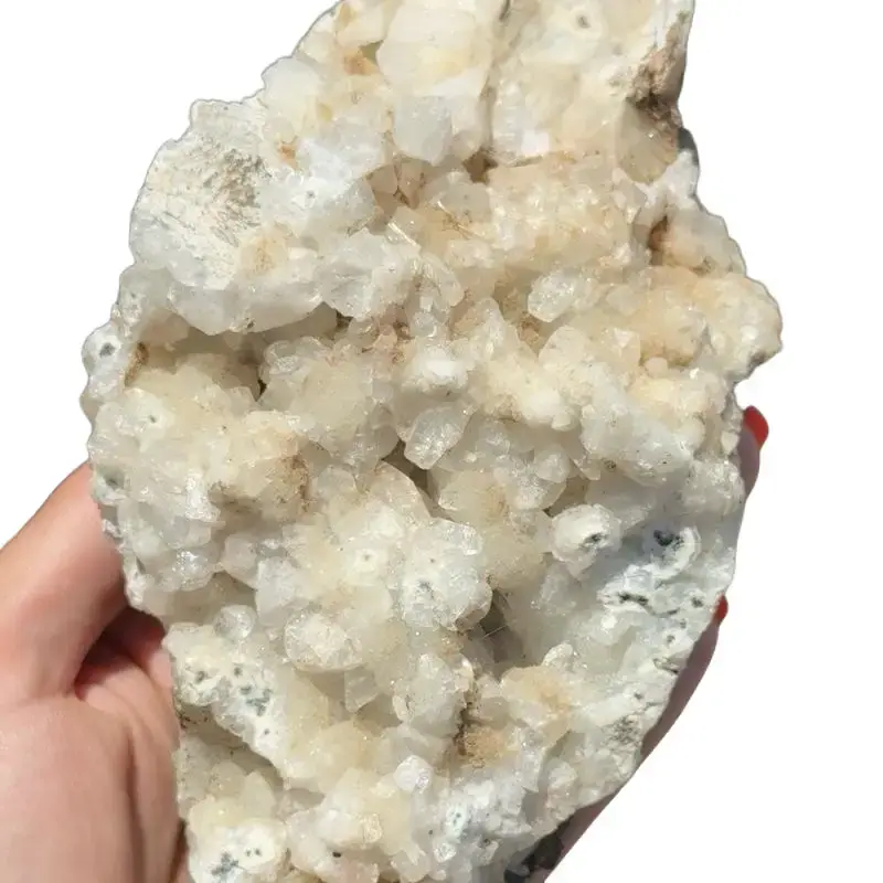 1 lb 13 oz Natural Apophyllite-Barite-Chalcedony Zeolite Crystal Specimen - 5mm Semi-Finished Beige Piece for Jewelry Accessories & Collectibles, 1 Pound 13 Ounce
