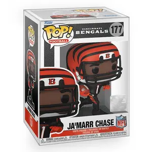 Funko POP Football: Bengals - JaMarr Chase NFL Vinyl Figure with Epic Collectibles Premium Box Protector Included