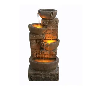 Teamson 33" Cascading Bowls LED Outdoor Fountain
