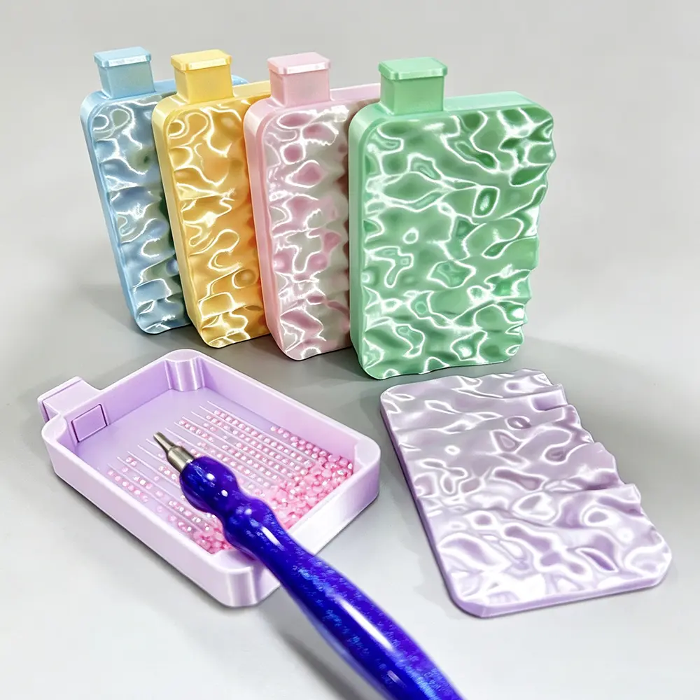 1 Pc Macaron Iridescent Water Ripple Magnetic Diamond Tray With Lid Anti-spill Divided Tray DIY Diamond Painting Craft Tool